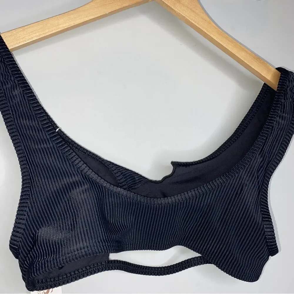 NWT Frankies Bikinis Cole Ribbed Scoop Bikini Top
